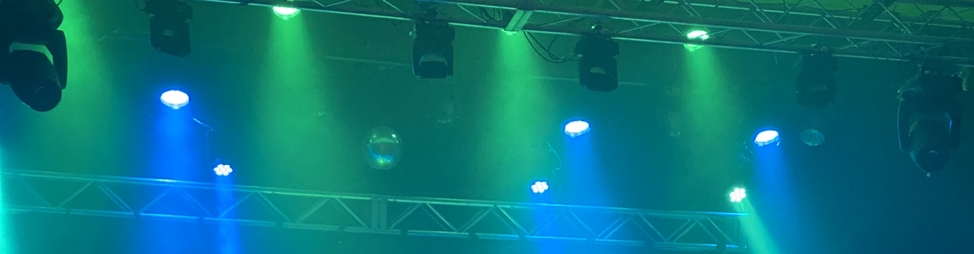 blue and green theater stage lights Oklahoma City